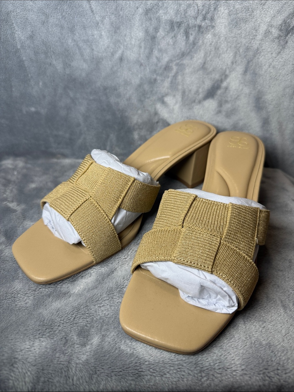 Cosy Island PebbleGrace Woven Block Heel Sandals Beige